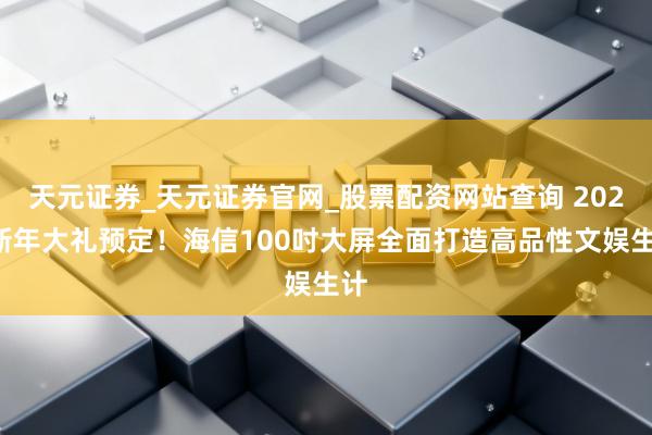 天元证券_天元证券官网_股票配资网站查询 2026新年大礼预定!海信100吋大屏全面打造高品性文娱生计
